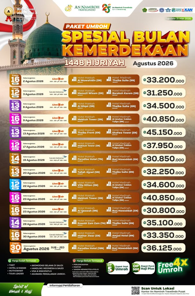 umroh spesial bulan kemerdekaan 1446H - Agustus 2026